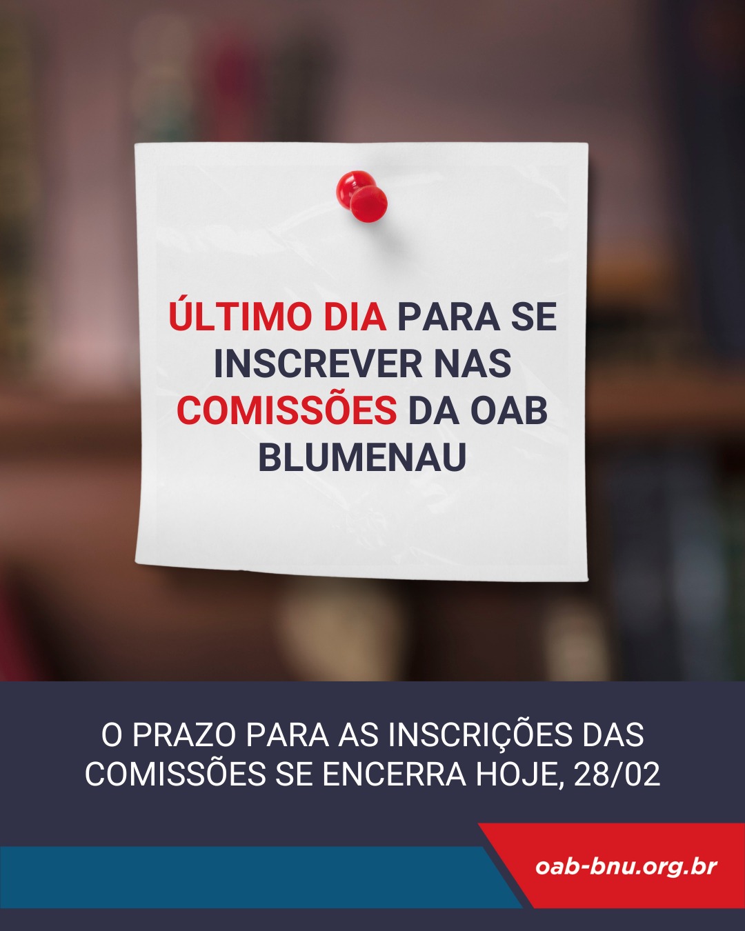 Último Dia para Inscrição nas Comissões da OAB Blumenau! ⏳⚖️ Último Dia para Inscrição nas Comissões da OAB Blumenau! ⏳⚖️