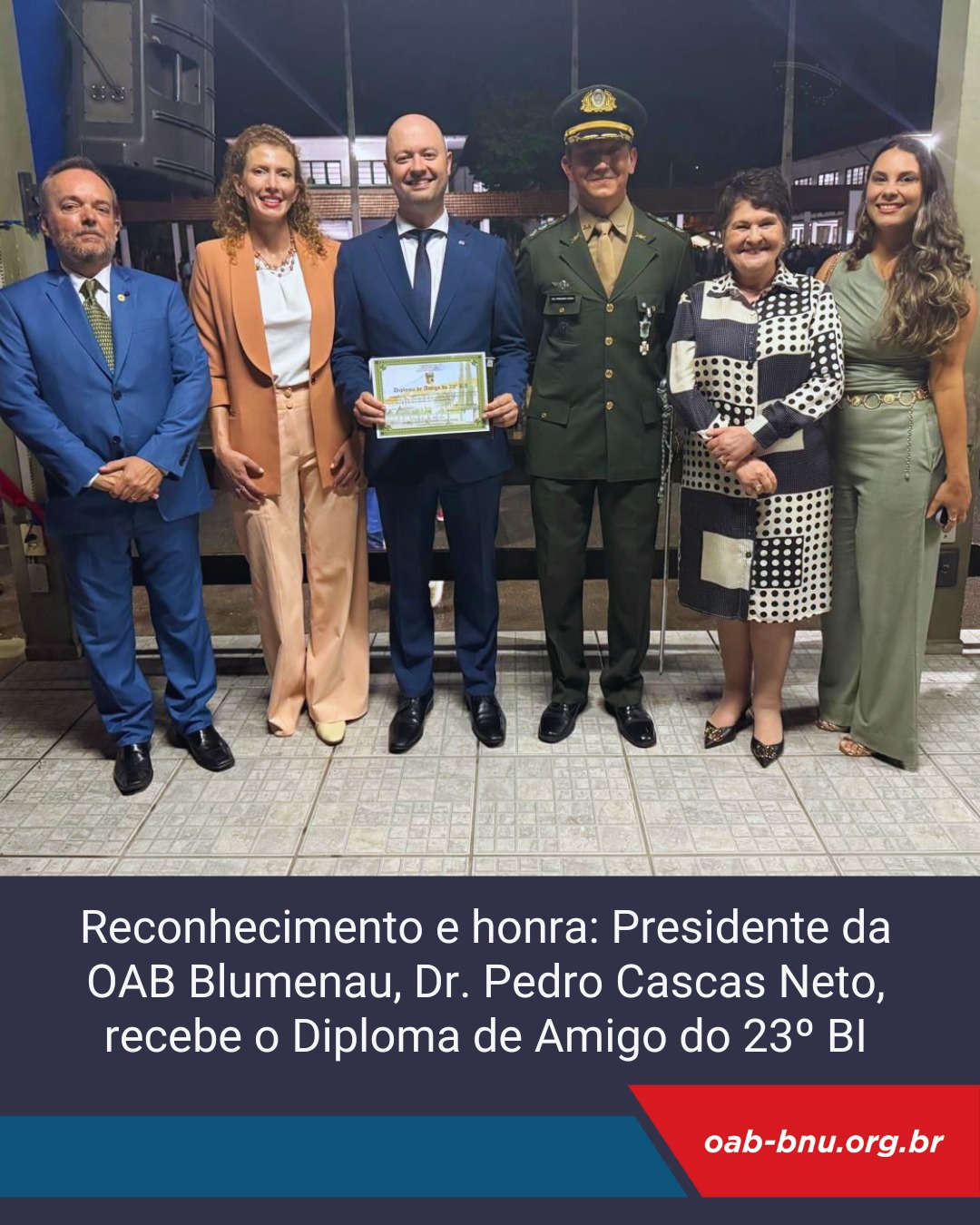 Presidente da OAB Blumenau é homenageado pelo 23º Batalhão de Infantaria Presidente da OAB Blumenau é homenageado pelo 23º Batalhão de Infantaria