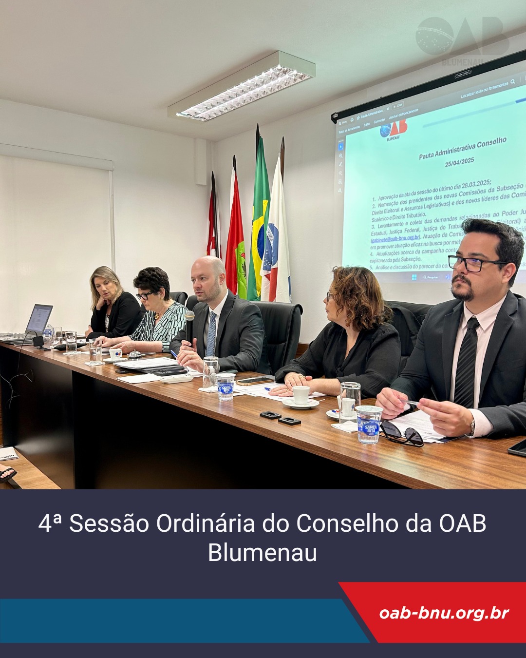 4ª Sessão Ordinária do Conselho da OAB Blumenau reforça atuação técnica e compromisso com a sociedade 4ª Sessão Ordinária do Conselho da OAB Blumenau reforça atuação técnica e compromisso com a sociedade
