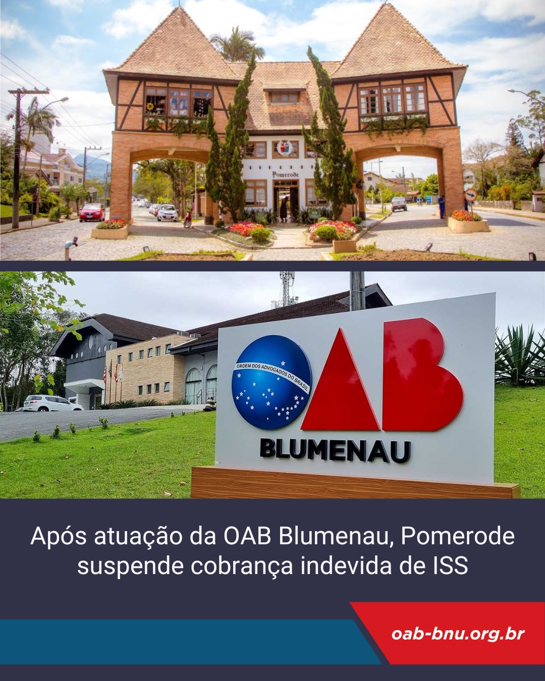 OAB Blumenau oficia município de Pomerode sobre cobrança indevida de ISS