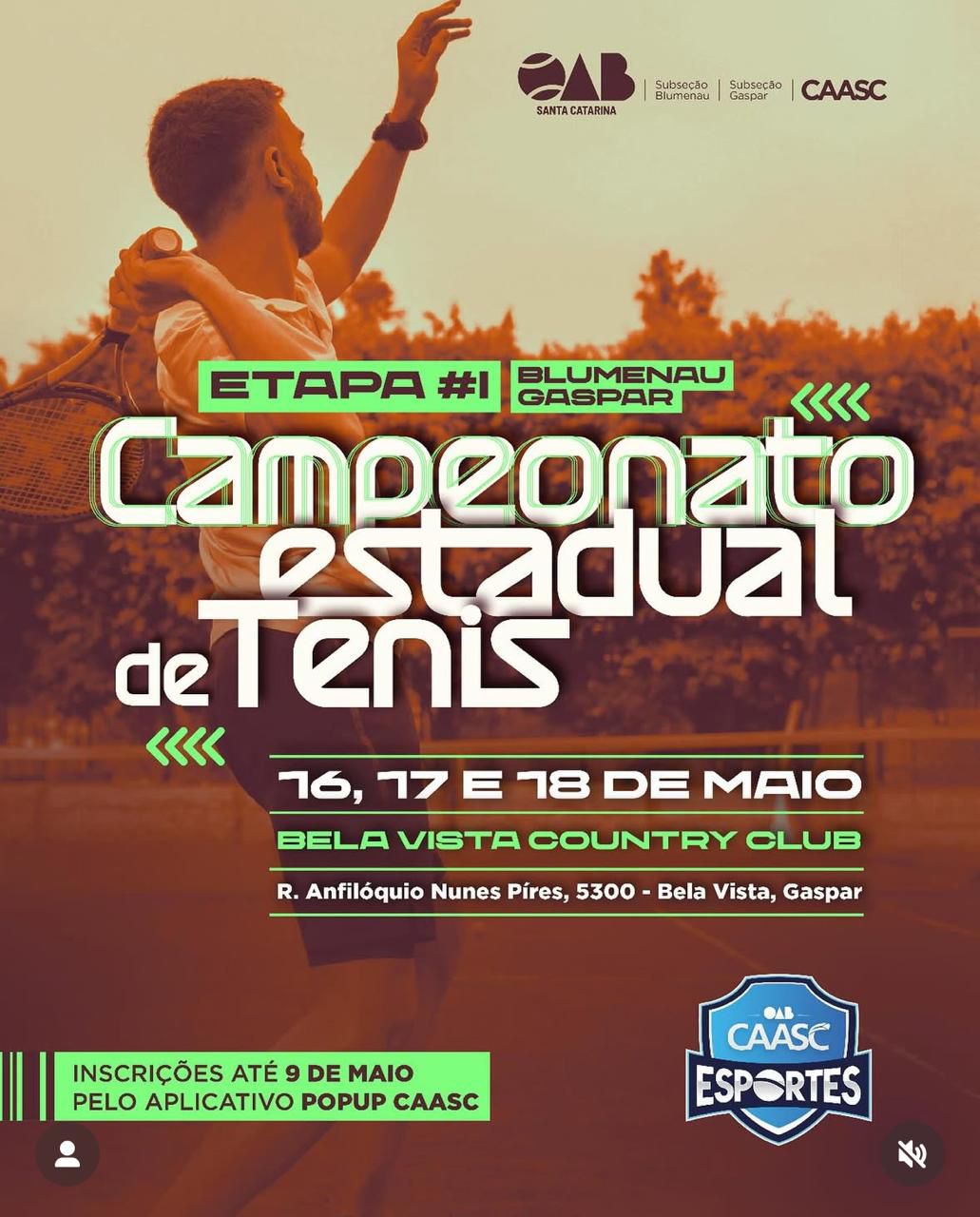 1ª Etapa do Campeonato Estadual de Tênis da OAB/SC – CAASC 2025! 1ª Etapa do Campeonato Estadual de Tênis da OAB/SC – CAASC 2025!