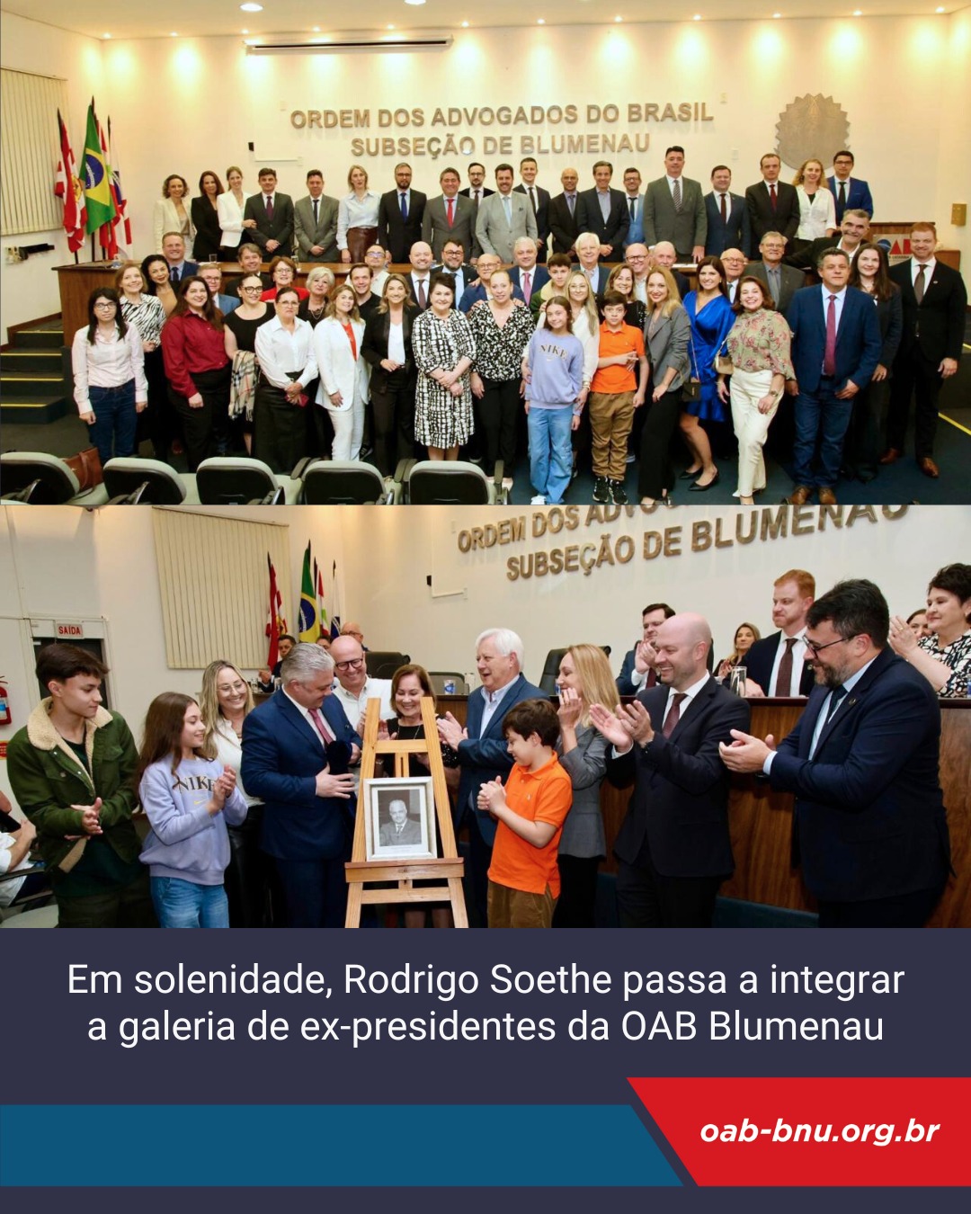 OAB Blumenau homenageia ex-presidente Rodrigo Eduardo Soethe em cerimônia especial