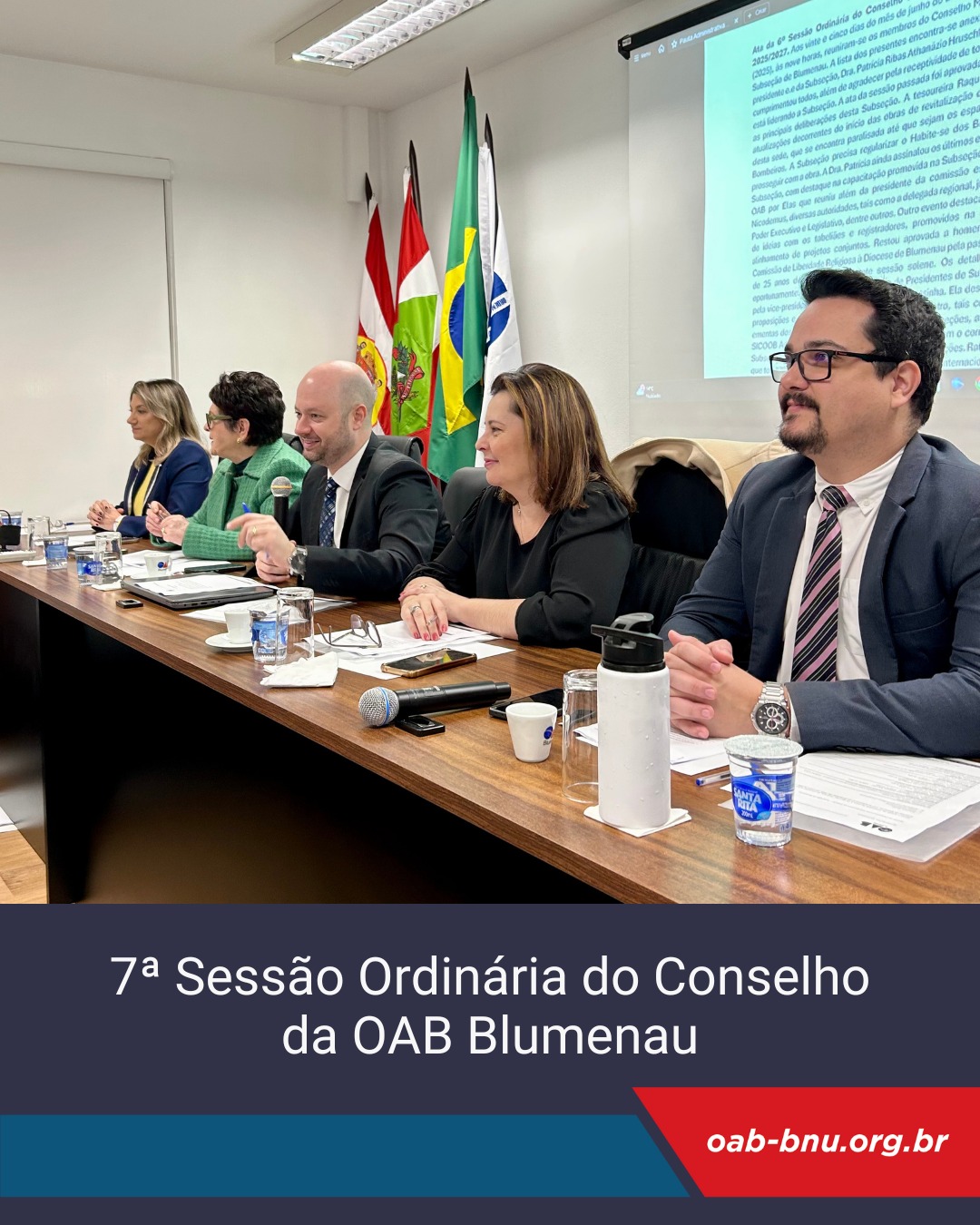 OAB Blumenau realiza sessão ordinária do Conselho com foco em gestão, finanças e acesso à Justiça
