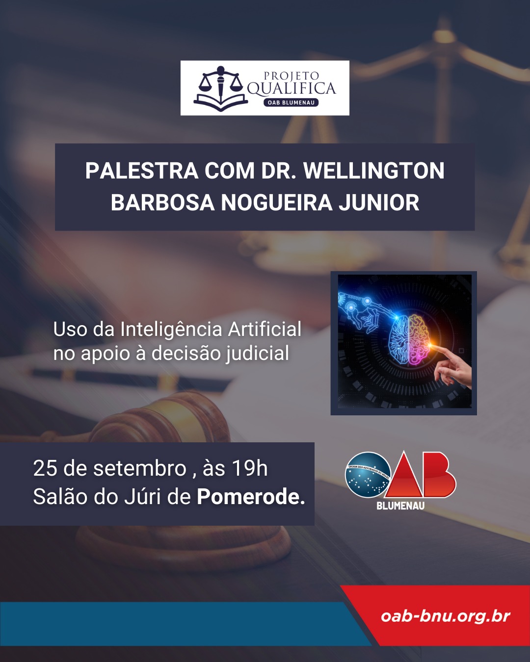 OAB Blumenau promove palestra sobre Inteligência Artificial no Judiciário em Pomerode