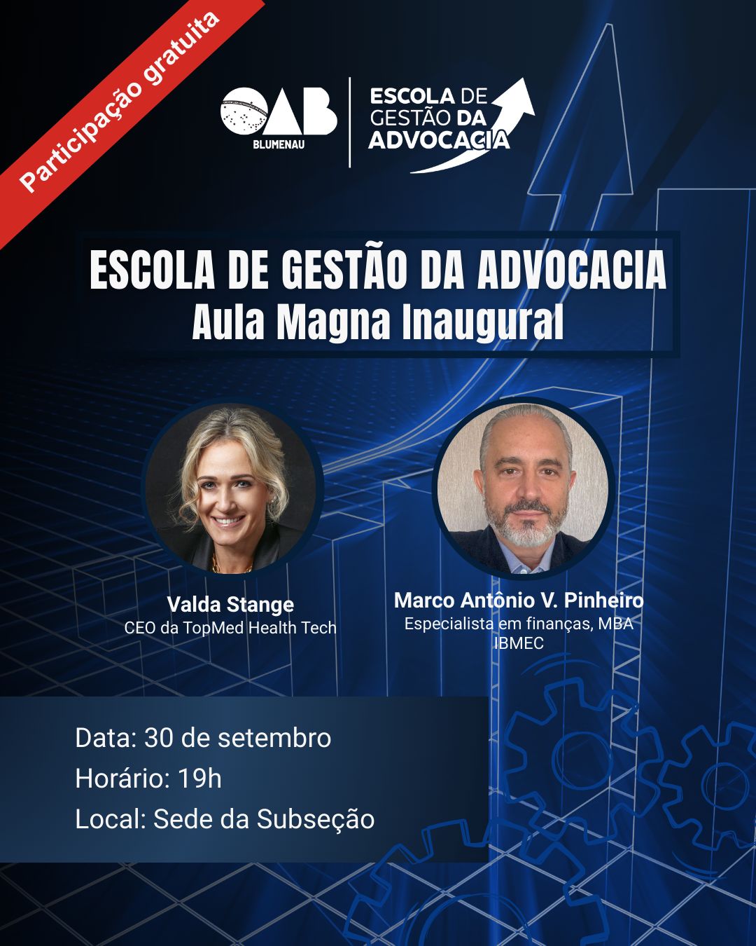 Escola de Gestão da Advocacia da OAB Blumenau realiza Aula Magna Inaugural Gratuita